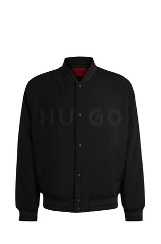 Water-repellent bomber jacket with rubberised logo