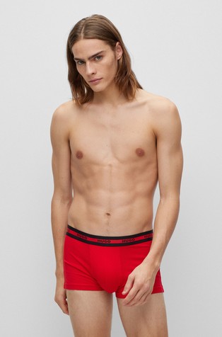 HUGO BOSS Paket 3 bombažnih boksaric z logo pasom Večbarvna - Bright Red 2