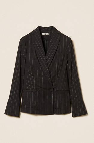Double-breasted blazer with lurex stripes