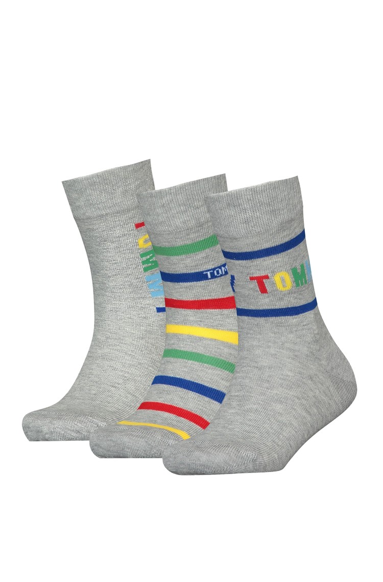 TOMMY HILFIGER Paket 3 parov barvitih nogavic Siva - Grey 