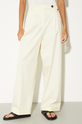 Wide-leg gabardine trousers