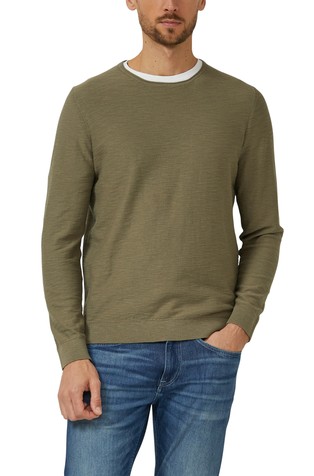 Knitted cotton sweater with flame yarn structure