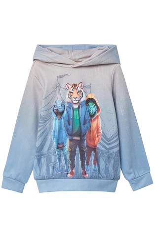 Hoodie with lined hood and print
