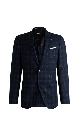 Slim fit karirast suknjič iz volnene mešanice