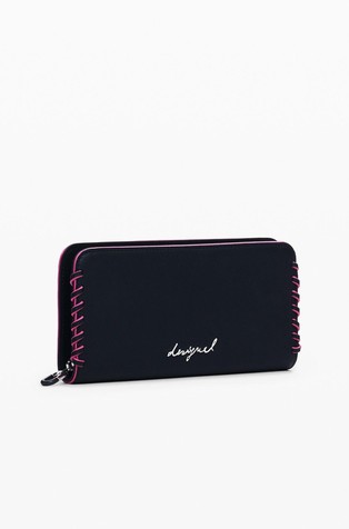 DESIGUAL Medium wallet with contrast stitching Black 3