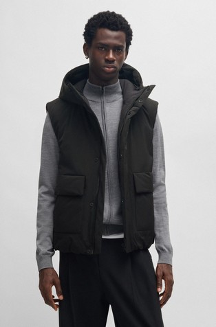 Relaxed-fit hooded gilet in water-repellent fabric
