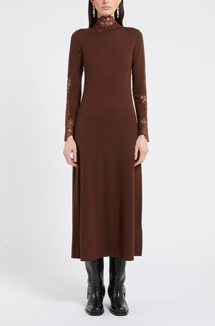 Knitt midi dress with lace inserts