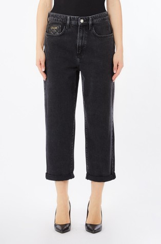 Boyfriend fit cropped cotton jeans