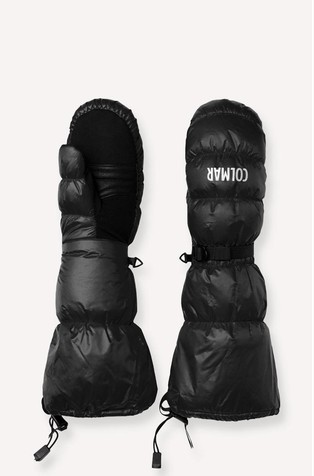 Puffy water-repellent ski mittens