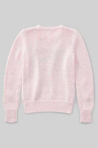 RALPH LAUREN Pleten bombažen pulover z motivom zastave Roza - Pink 2