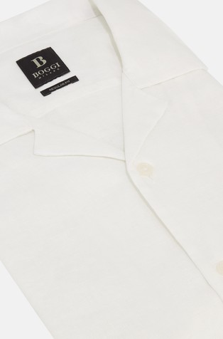 BOGGI MILANO Regular Fit Linen Short Sleeve Shirt White 4