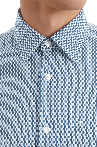 MARC O'POLO Shirt shaped with all-over print in organic cotton Multi / Iris Ink 3