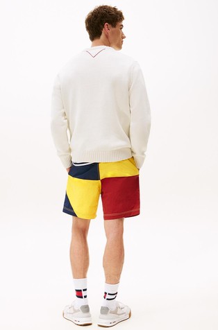 TOMMY HILFIGER Hilfiger Sailing unisex pleten pulover z intarzijskim logotipom Bela - Ivory 6