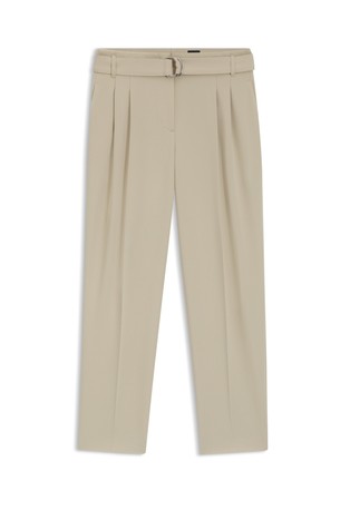 Regular fit cropped hlače iz krep tkanine