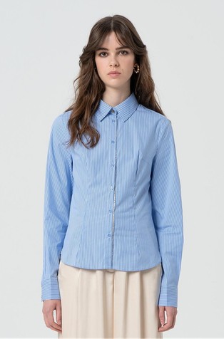 Striped shirt regular fit with rhinestones