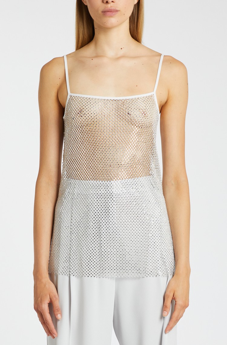 MARELLA Mesh top with rhinestones White 