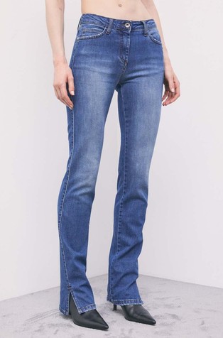 Skinny fit jeans hlače z razporkom na hlačnicah