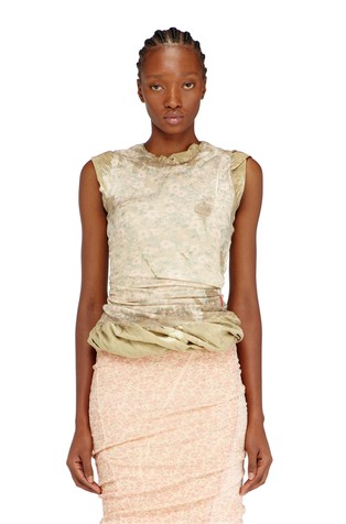 Layered top with puffy hem