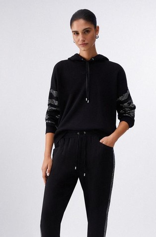 Ohlapen pulover s kapuco iz bombažne mešanice