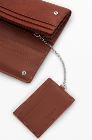 DESIGUAL Denarnica s prepletenimi detajli in šivi Rjava - Brown 4