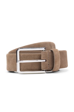 Suede belt with polished pin buckle