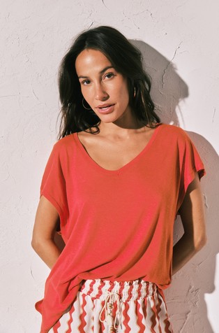 Viscose-linen blend T-shirt
