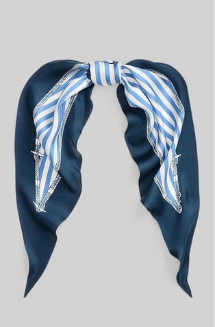 Striped Crest Silk Diamond Scarf