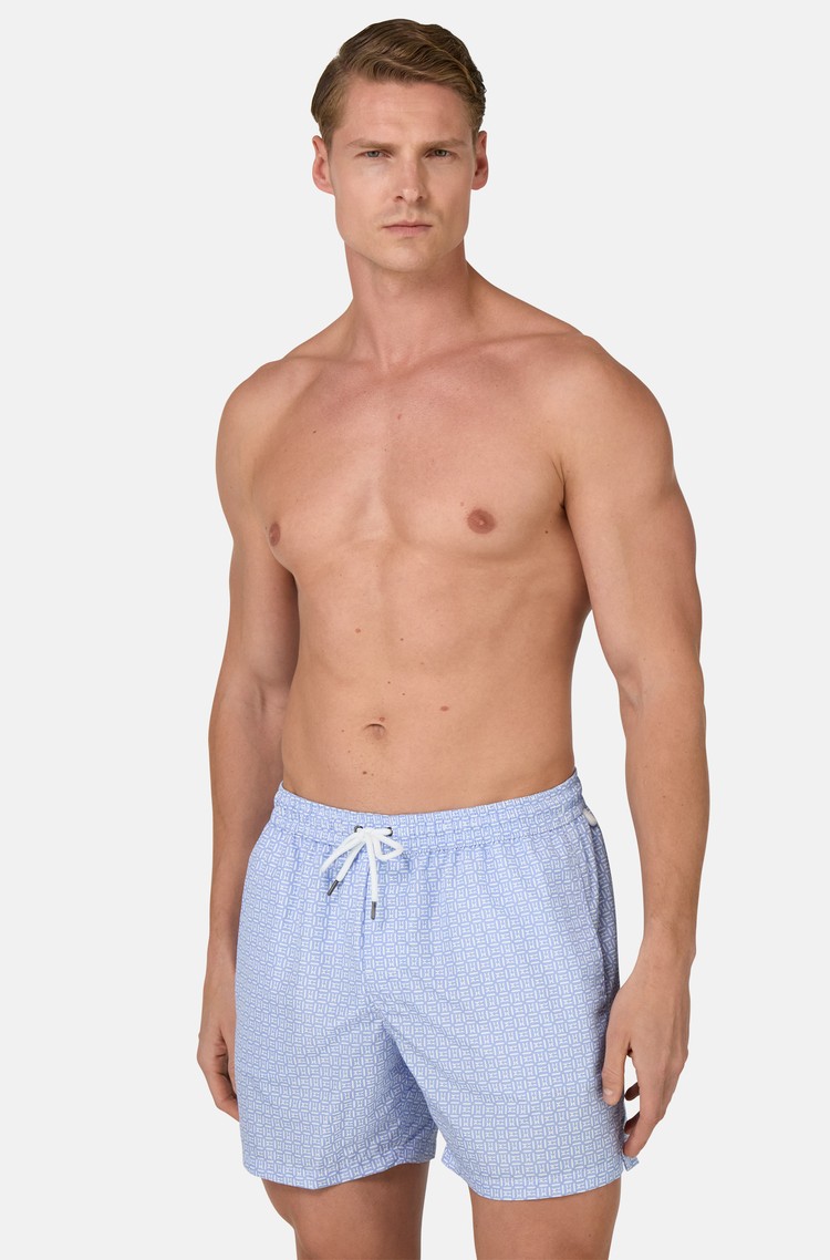 BOGGI MILANO Logo Print Swimsuit Light Blue 