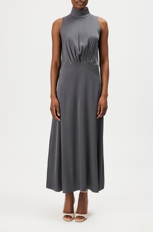 Midi sleeveless dress in satin
