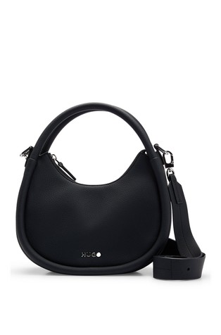 Faux-leather crossbody bag with logo lettering