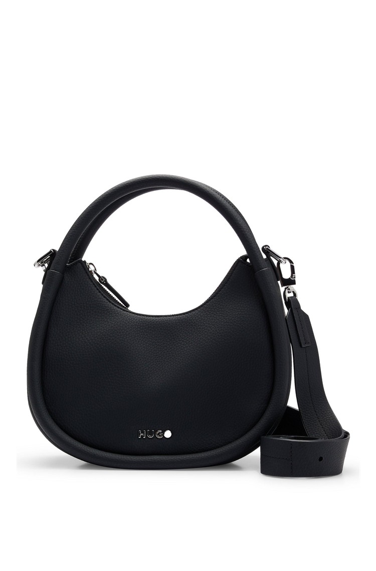 HUGO BOSS Torbica za čez ramo iz umetnega usnja s kovinskim logotipom Črna - Black 