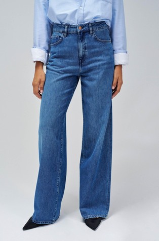 Široke jeans hlače z visokim pasom