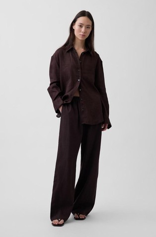 Ženske relaxed fit hlače iz lanene mešanice