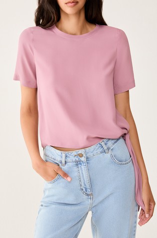 Majica s kratkimi rokavi in stranskim zavezovanjem