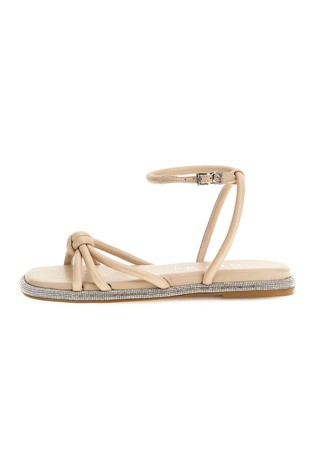 Slone genuine leather sandal with rhinestones