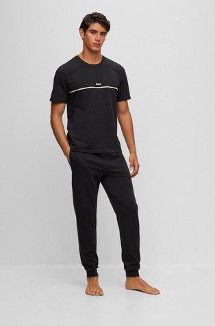 HUGO BOSS Stretch-cotton pyjama bottoms with logo print Black 4