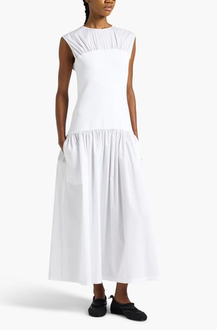 Obleka brez rokavov iz kombinacije tkanin