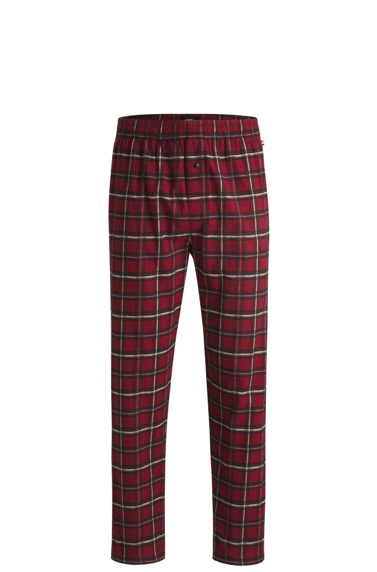 HUGO BOSS Stretch-cotton pajama bottoms with festive check Red Check 
