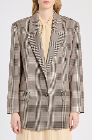 Single-breasted blazer with checked pattern