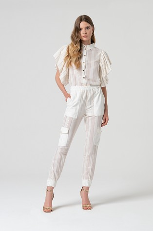 Cargo pant with lurex and stripes