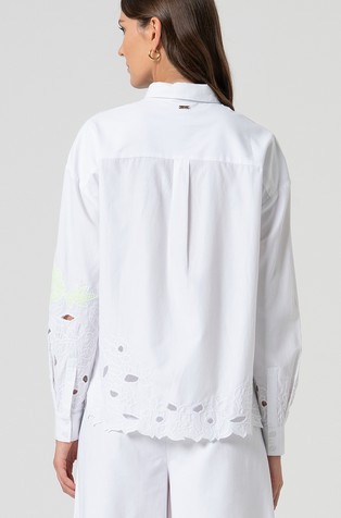 FRACOMINA Shirt loose fit with floral embroidery White 2