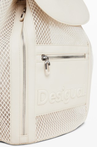 DESIGUAL Medium mesh drawstring backpack White 5