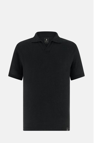 Polo majica s kratkimi rokavi iz raztegljivega lanenega jerseya