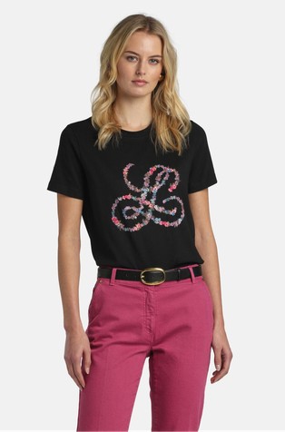 Cotton T-shirt with print and embroidery