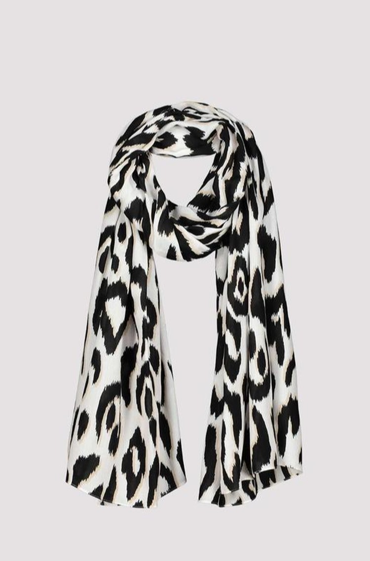 MONARI Viscose scarf with leopard pattern White/Black 