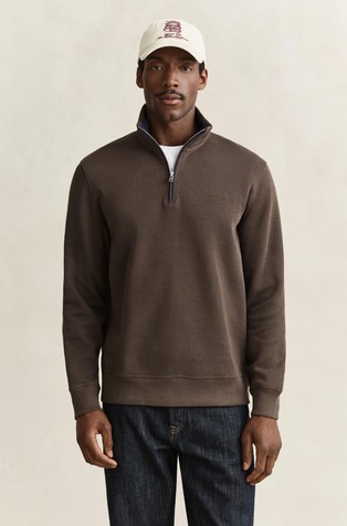 Rib Cotton Half-Zip Sweatshirt