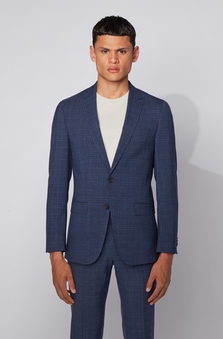Slim-fit in checked virgin wool and linen | Emporium