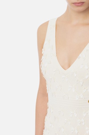 ELISABETTA FRANCHI Sleeveless dress with bows Butter 3