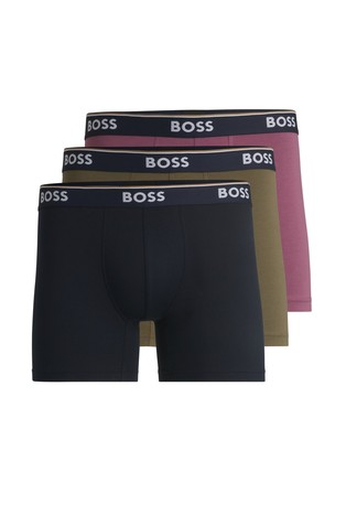 Three-pack of stretch-cotton boxer briefs with logo waistband
