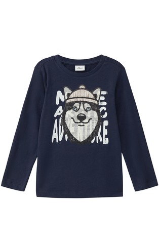 Cotton long-sleeved shirt with sequin artwork